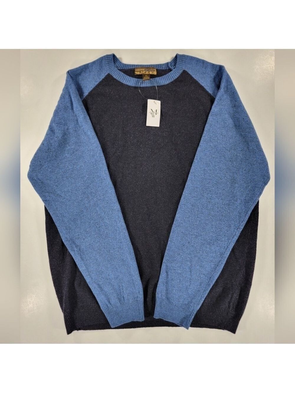 NEW Vintage 90s Style Pronto Uomo Blue Colorblock Sweater Mens XL Wool Blend NWT